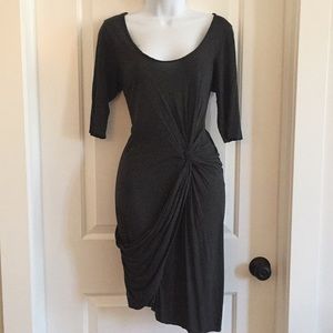 Grey Jersey Ruched Dress